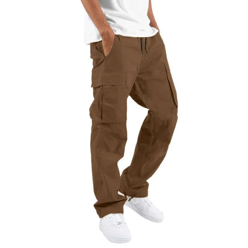 Men’s Trade Drawstring Multi-Pocket Casual Trousers – Loose Workwear Pants