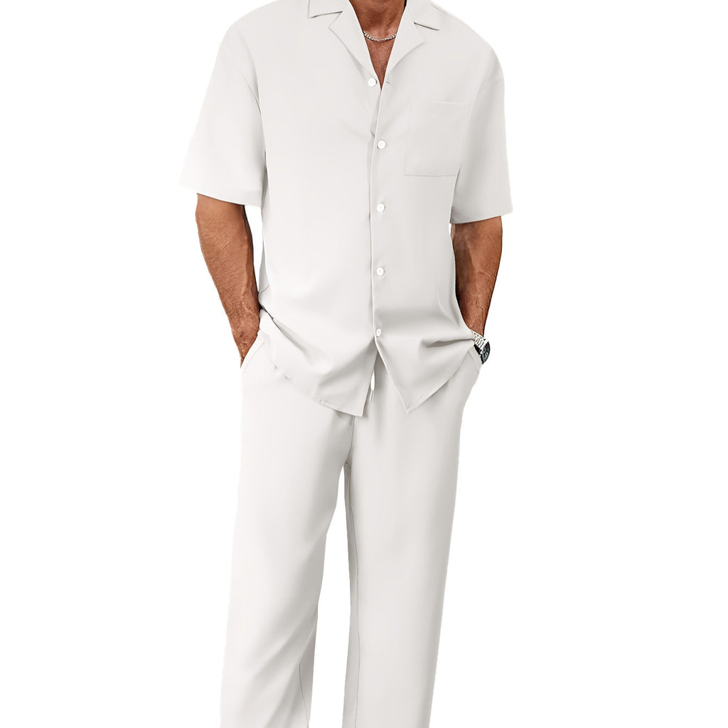 White shirt and pants set on a white background