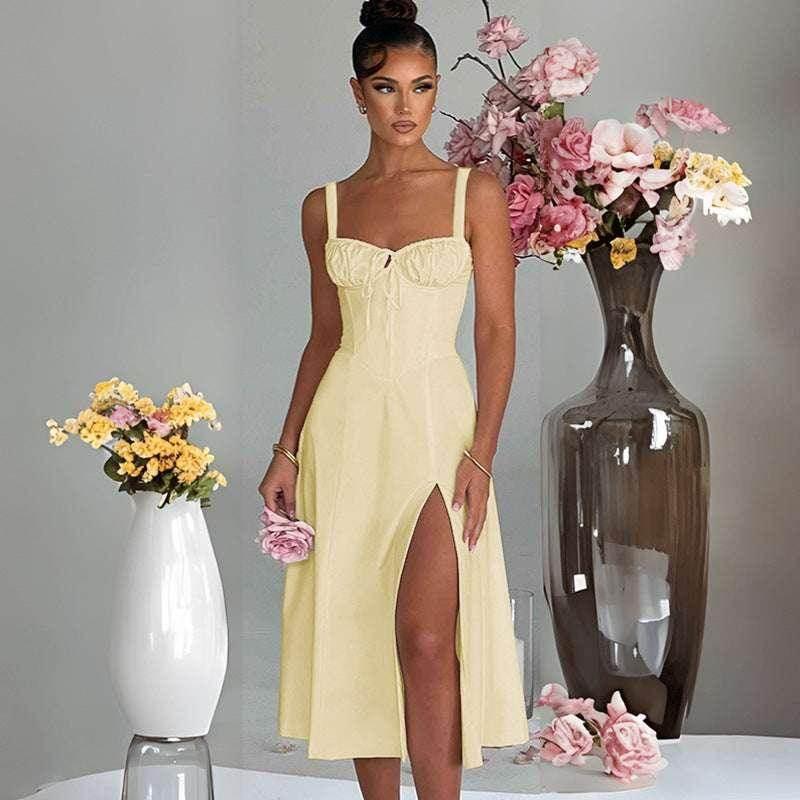 Casual Lace-Up Slim Fit Sling Dress - Elegant Style - ZA-Zola