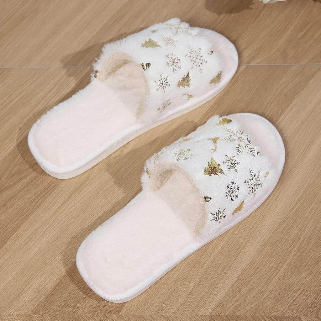 Christmas Open-Toe Plush Slippers – Cozy Indoor Fun - ZA-Zola