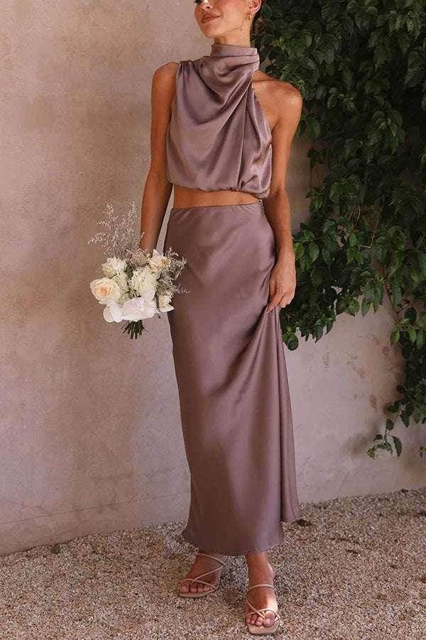 Satin Slim Fit Two-Piece Set – Casual & Chic Style - ZA-Zola