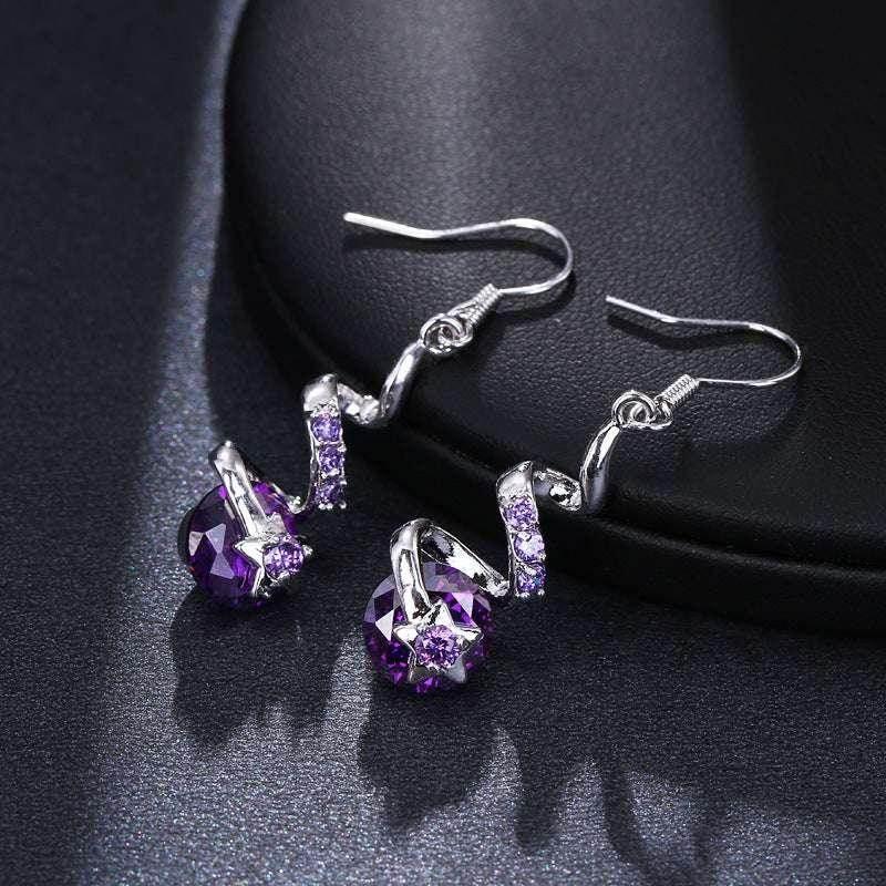 Purple Zircon Spiral Hook Earrings for Women - ZA-Zola