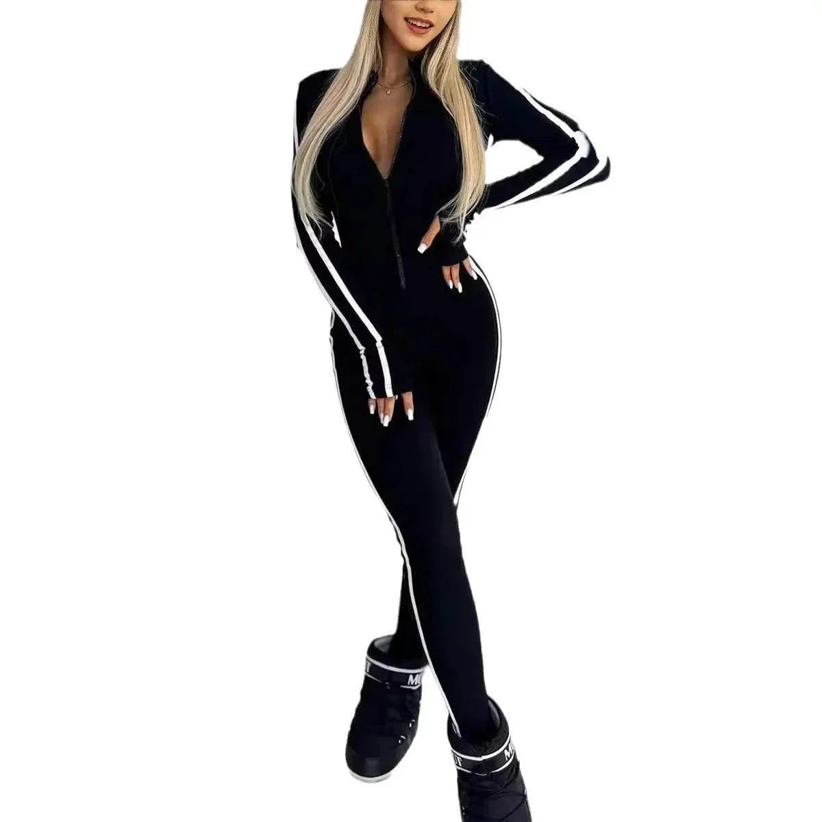 Women's Slim Striped Jumpsuit – Stylish & Comfy! - ZA-Zola