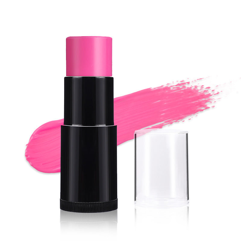 Lipstick with pink shade and black casing on a white background