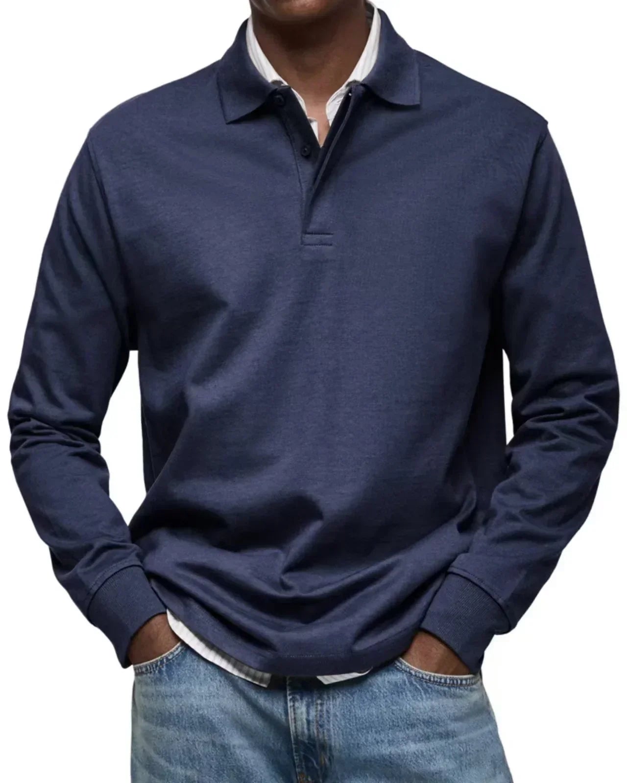 Men’s Casual All-Matching Long Sleeve Button Shirt – Solid Cotton Blend Regular Fit