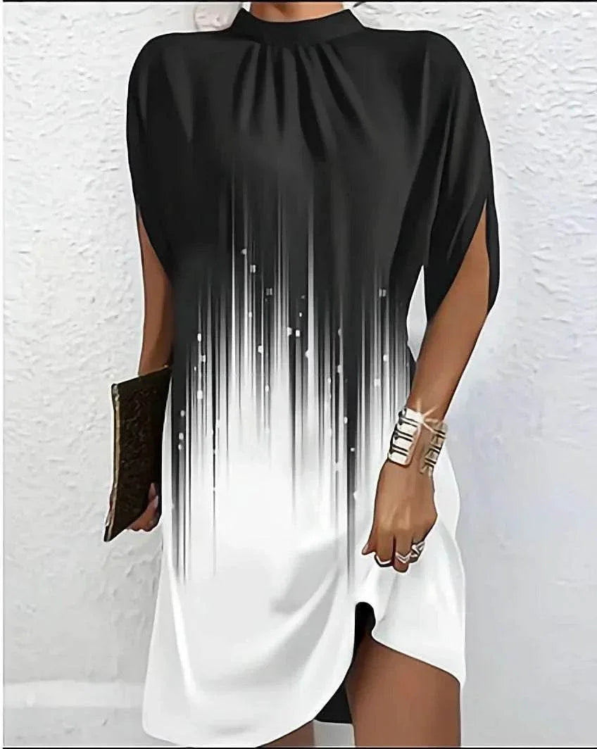 Loose Batwing Sleeve Printed Summer Dress - ZA-Zola