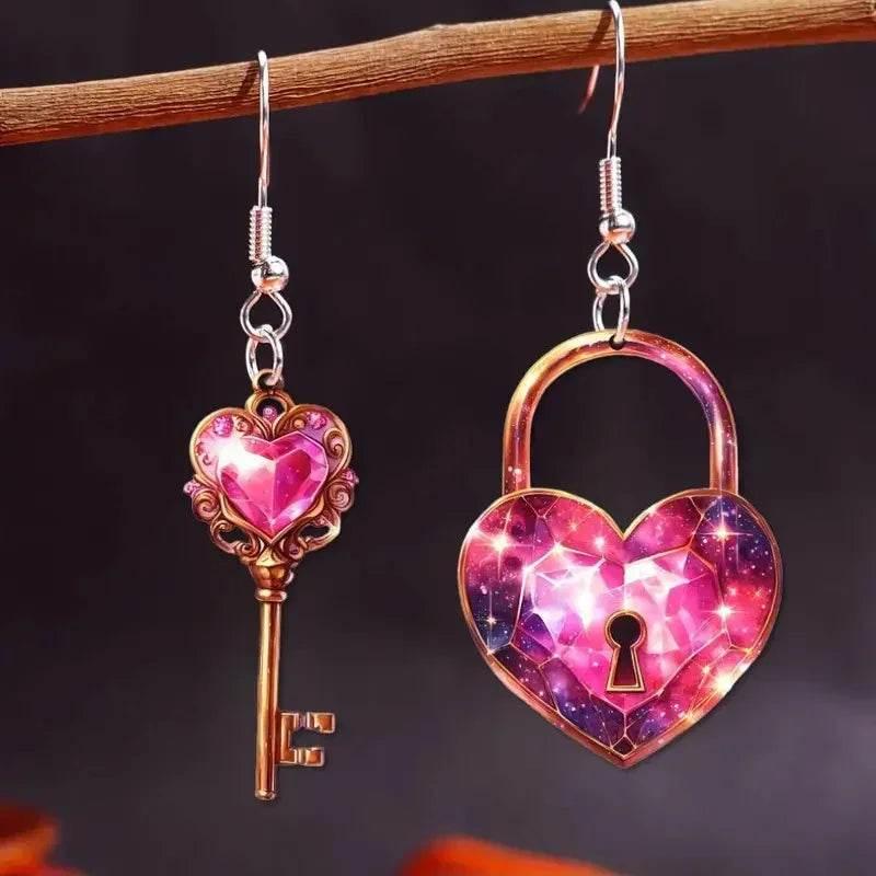 Romantic Heart Lock Key Earrings - Shop Now! - ZA-Zola
