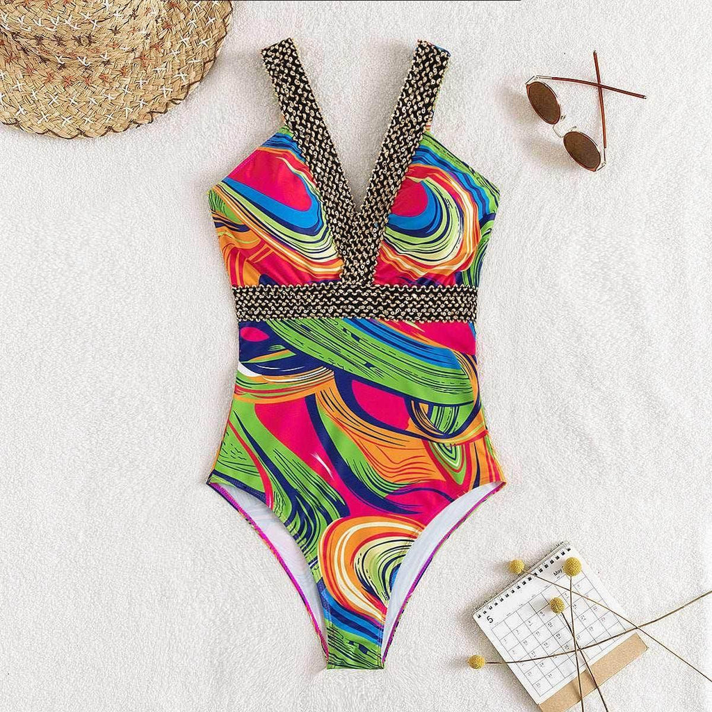 Deep V Spaghetti Strap Swimsuit – Sleek & Sexy - ZA-Zola