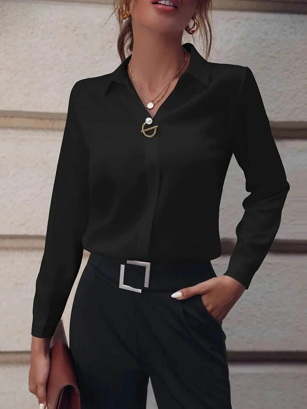 Commuter Solid Color Shirt – Elegant & Versatile Fit - ZA-Zola