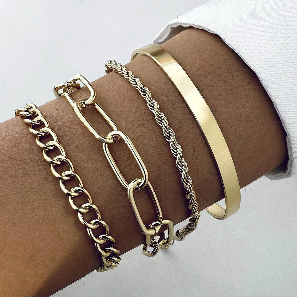 Gold Thick Chain Bracelet Set | Bold & Minimalist Jewelry - ZA-Zola