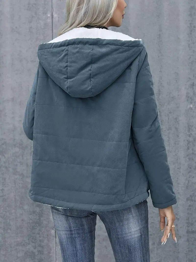 Fleece-lined Hooded Coat – Warm Preppy Winter Cotton Jacket Women - ZA-Zola