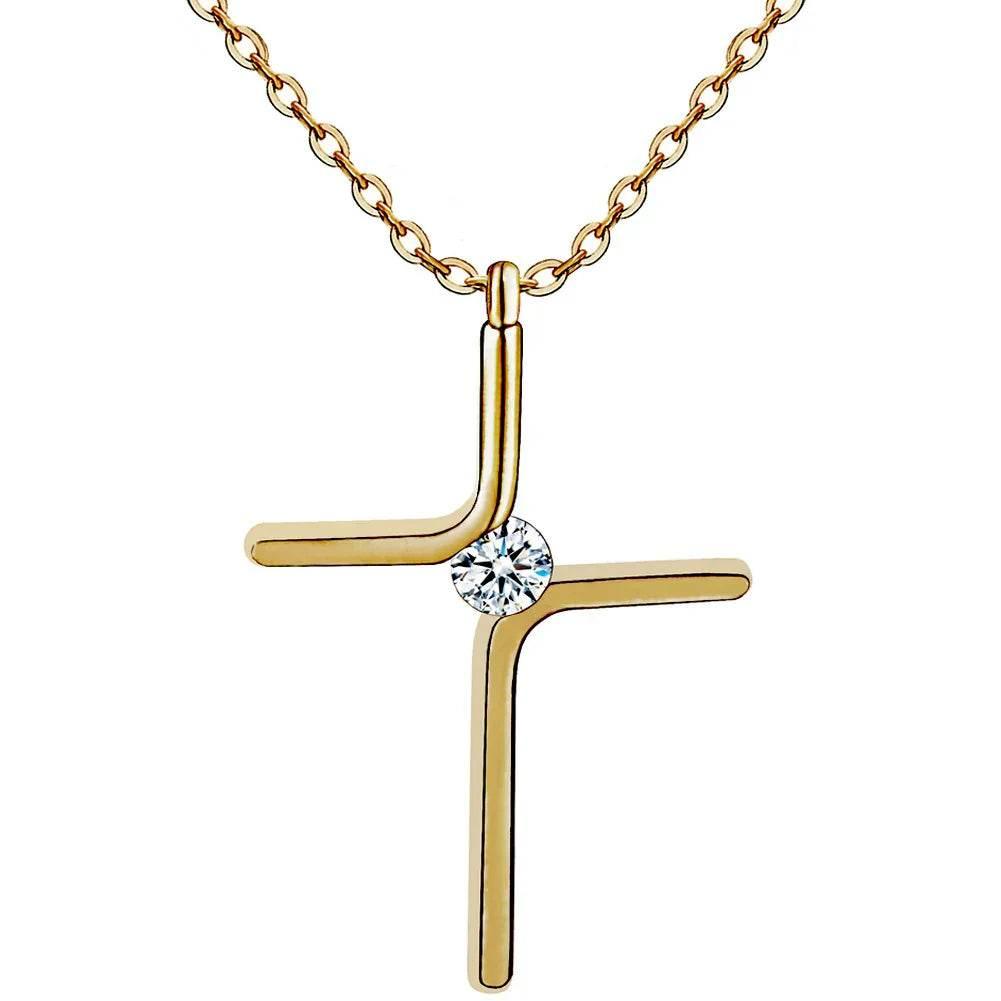 Simple Titanium Cross Pendant Necklace – Women - ZA-Zola