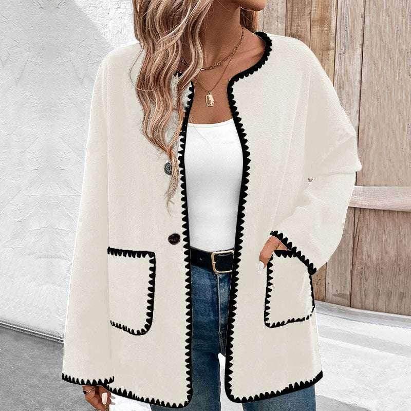 Loose Color Matching Long Sleeve Coat – Casual Outerwear - ZA-Zola