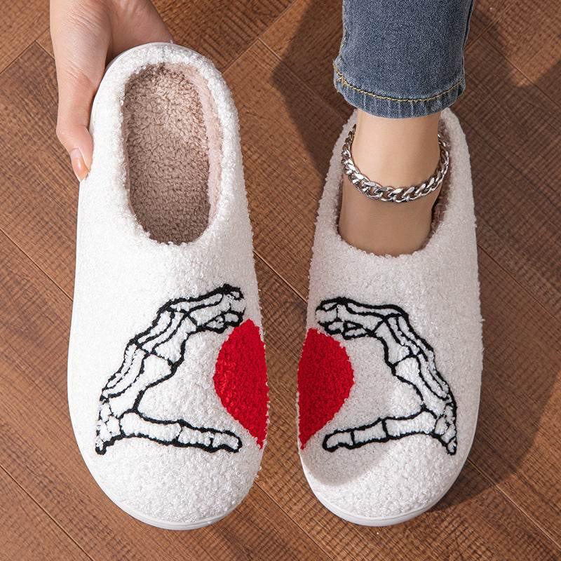 Love Black Hand Cotton Slippers – Warm Indoor Shoes - ZA-Zola