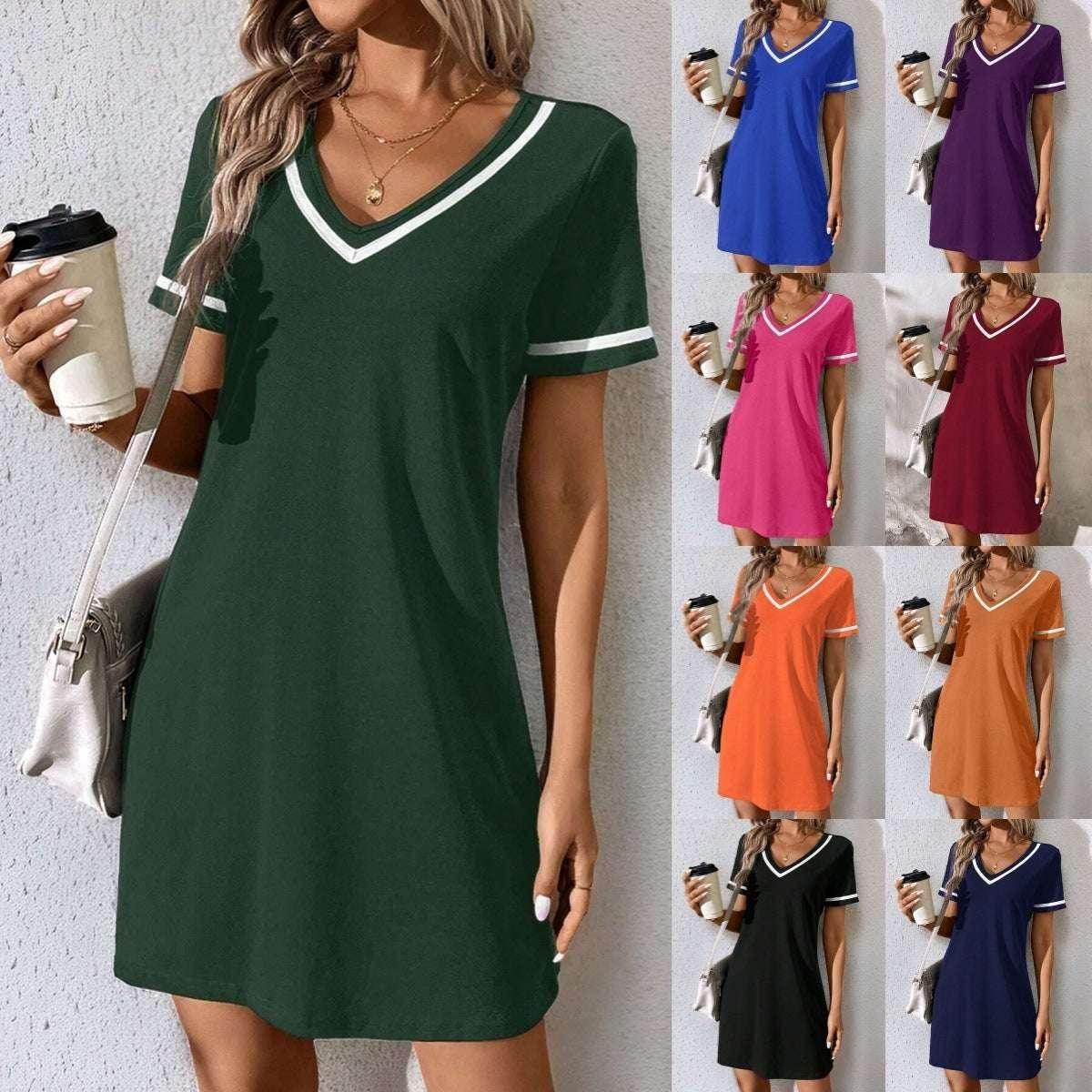V-Neck Casual Short Sleeve Dress for Women - ZA-Zola