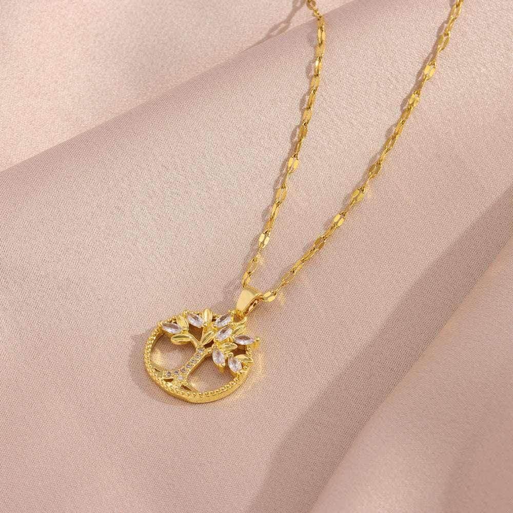 Retro Tree of Life Zircon Pendant Necklace - ZA-Zola