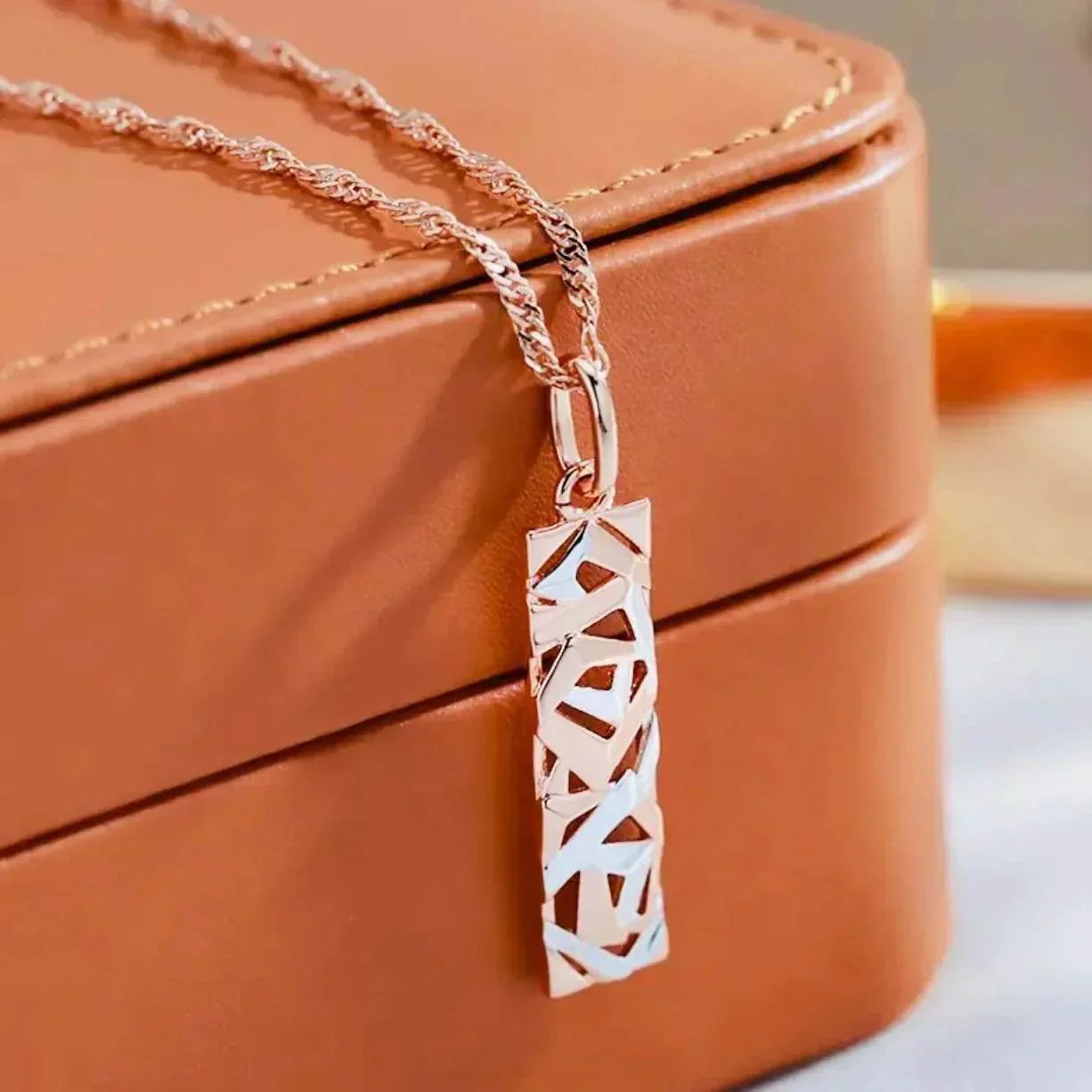 Two-Tone Hollow Tag Pendant Necklace for Women - ZA-Zola