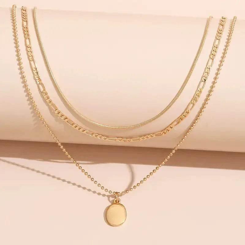 Vintage Oval Pendant Necklace in Gold or Silver - ZA-Zola