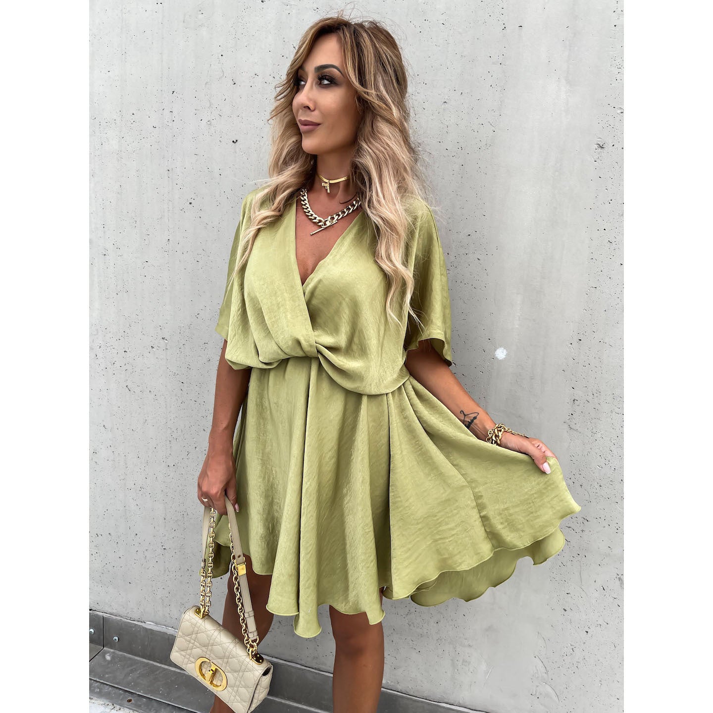 Women's Satin Loose Casual Vacation Midi Dress