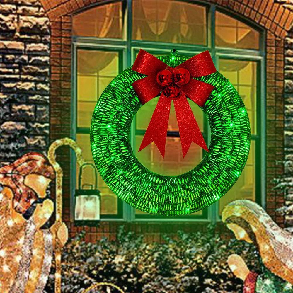 Christmas LED Wreath 50CM – Luminous Garland with Big Bow - ZA-Zola