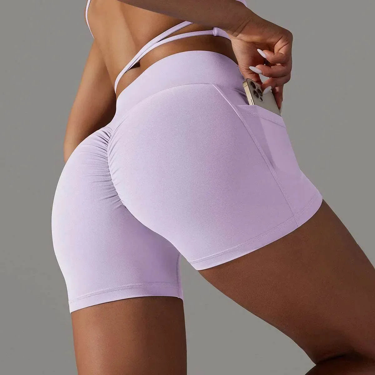 Yoga Shorts with Phone Pocket – Women's Sportswear - ZA-Zola