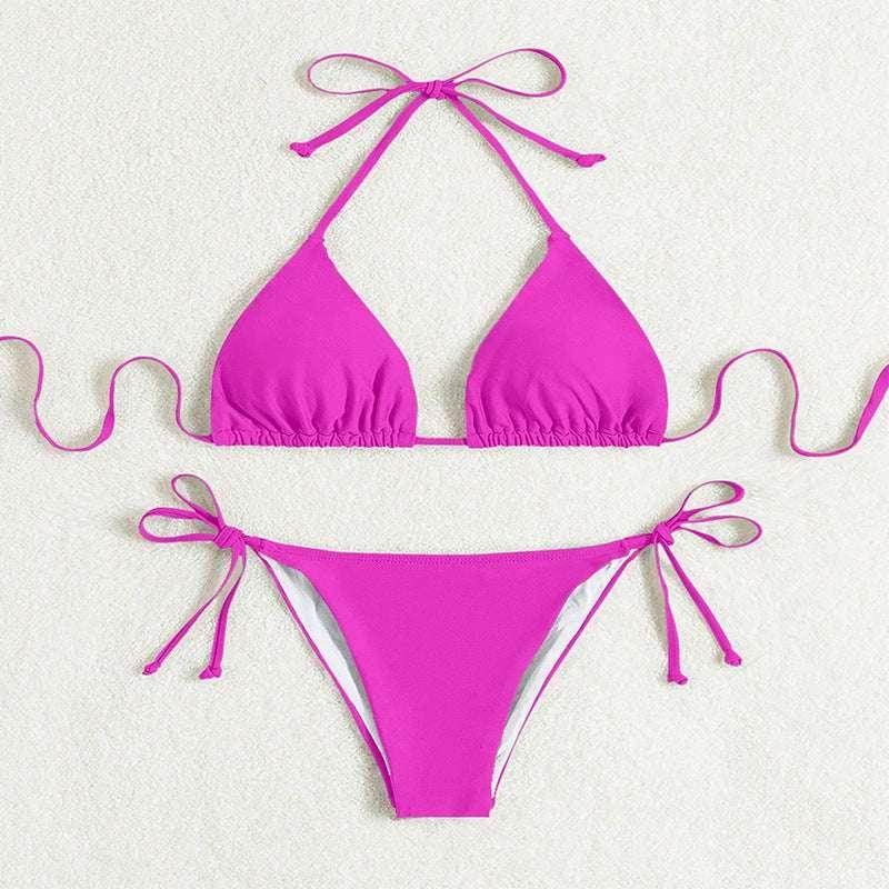 Pure Color Halter Bikini | Sexy Swimsuit – Buy Now - ZA-Zola