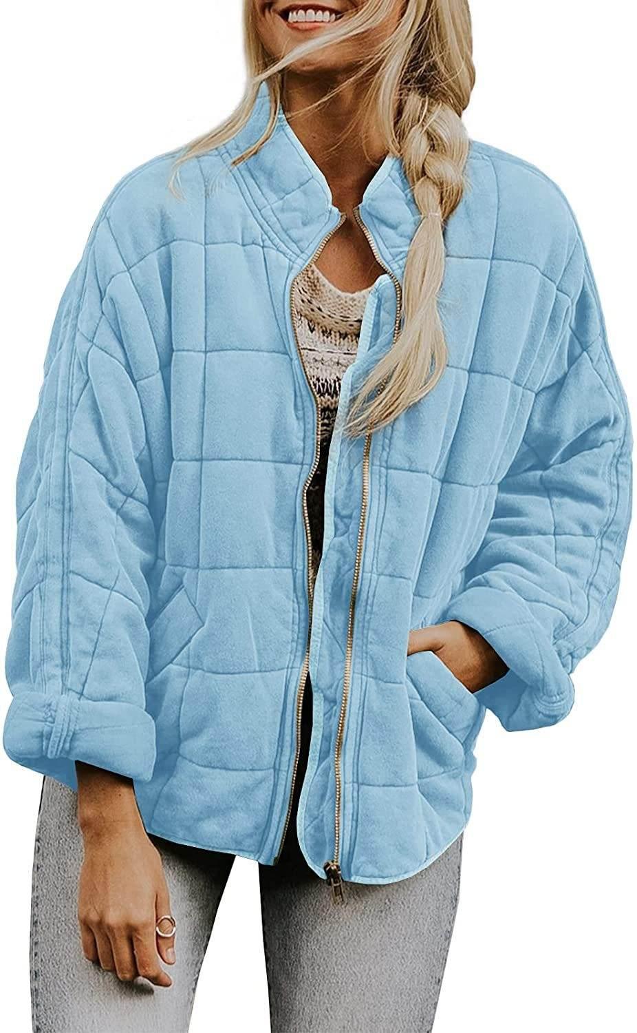 Winter Zip-up Stand Collar Coat for Women | Stylish Plaid Jacket - ZA-Zola