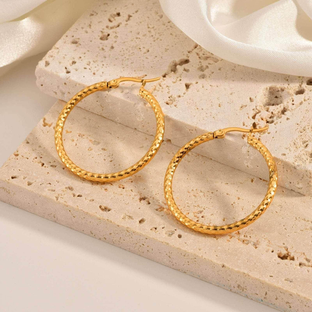 18K Gold-Plated Round Emboss Earrings for Women - ZA-Zola