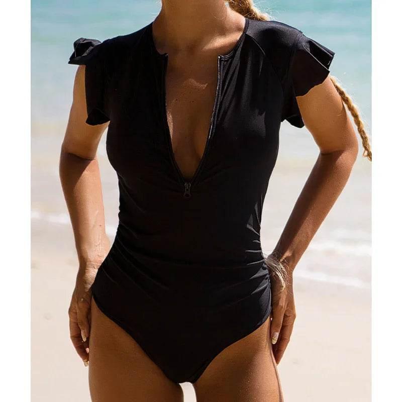Ruffle One-Piece Swimsuit – Modest & Stylish Fit - ZA-Zola