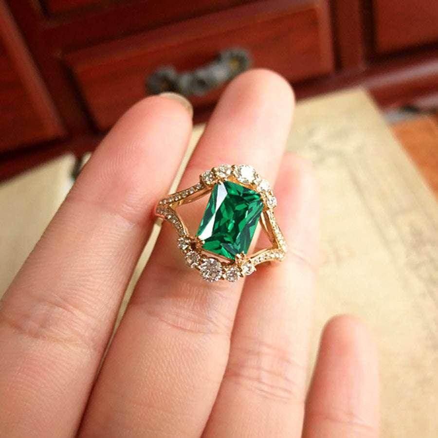 Vintage Green Alloy Decorative Ring for Women - ZA-Zola