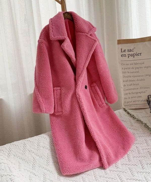 Lapel Lamb Fleece Coat with Pockets – Women’s Winter Coat - ZA-Zola