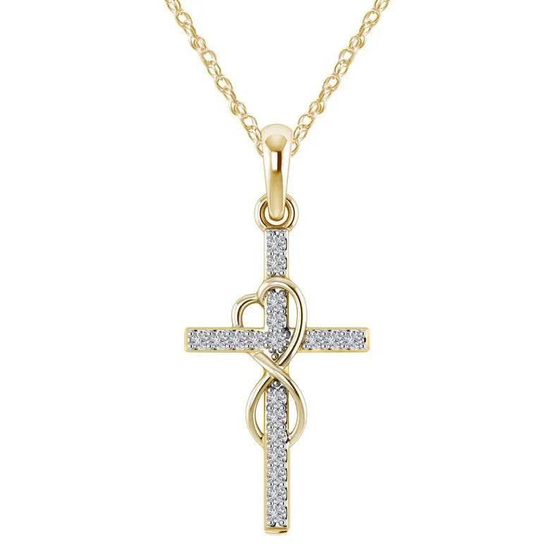 Alloy Diamond Cross Necklace – Stylish & Unisex - ZA-Zola