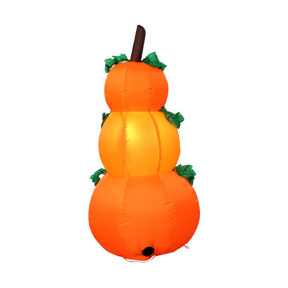 Inflatable three-tiered pumpkin decoration on a white background