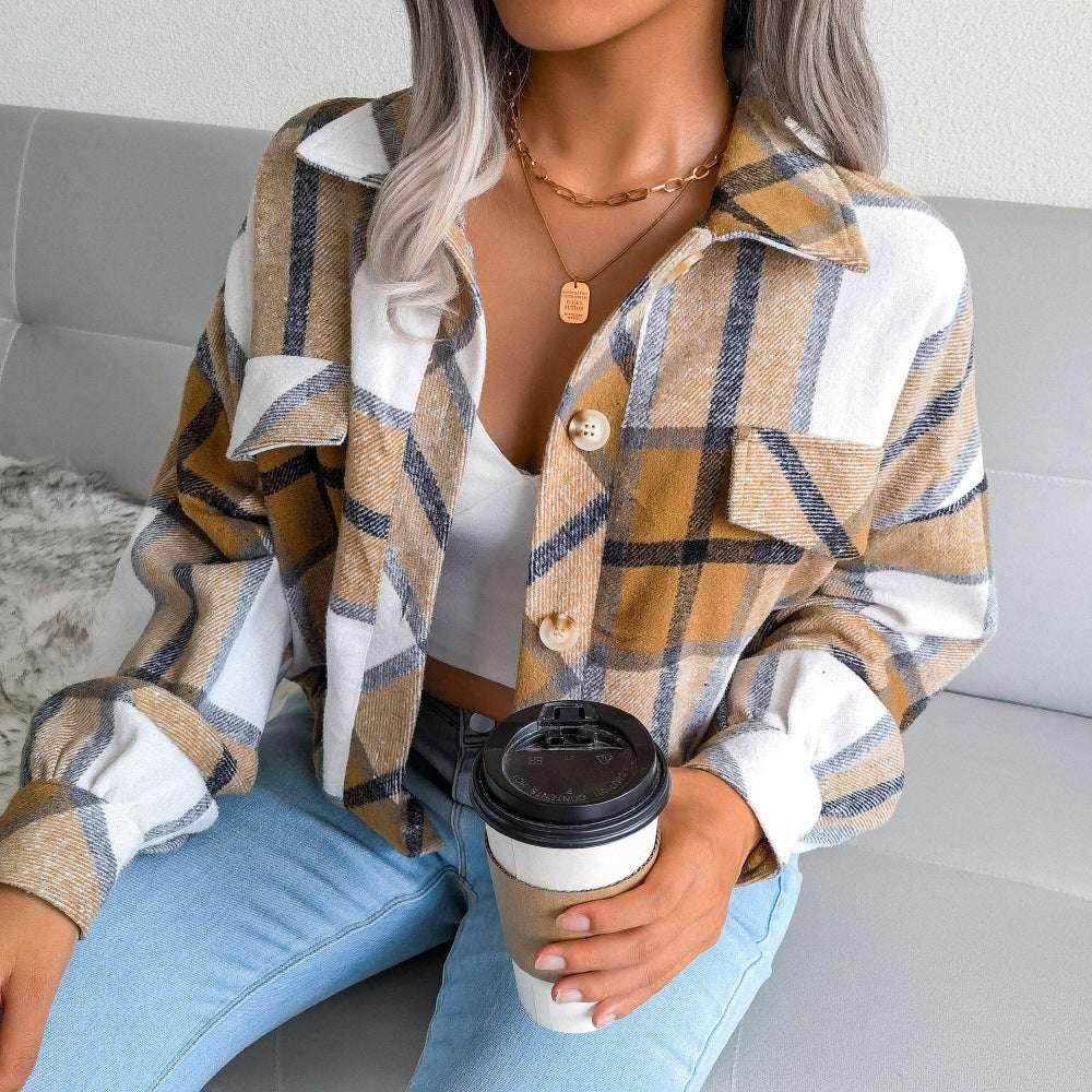 Plaid Lapel Cropped Jacket – Shop Now! - ZA-Zola