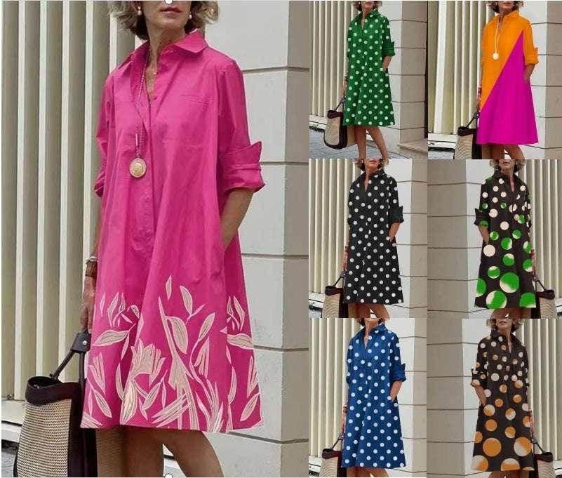 Printed Mid-Length Dress – Casual & Colorful Style - ZA-Zola
