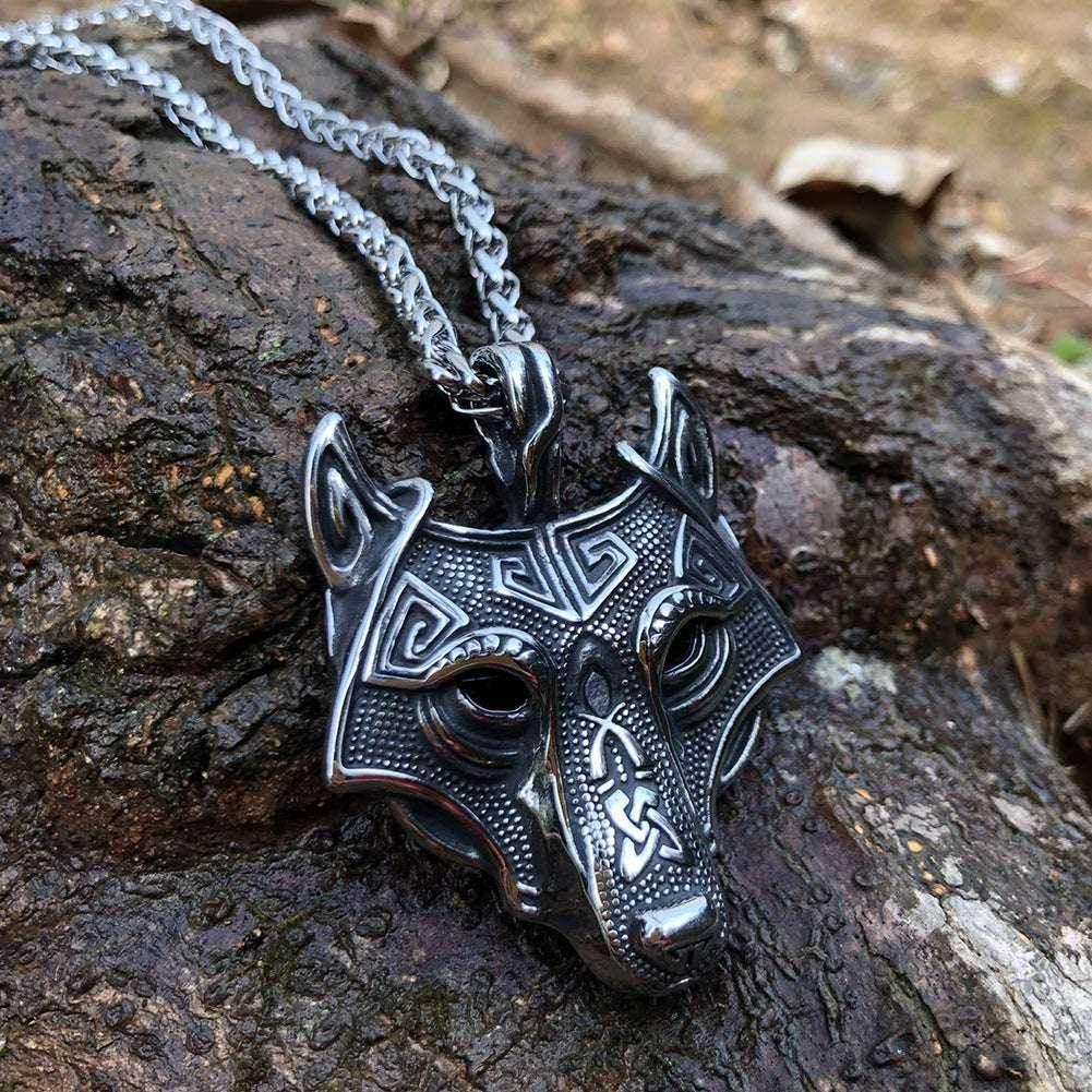 Norse Grey Wolf Head Pendant Necklace – Unisex - ZA-Zola