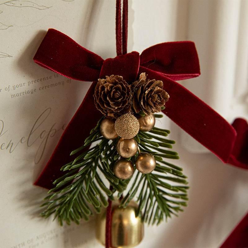 Christmas Bell Ornament Velvet Bow Hanging Decoration - ZA-Zola