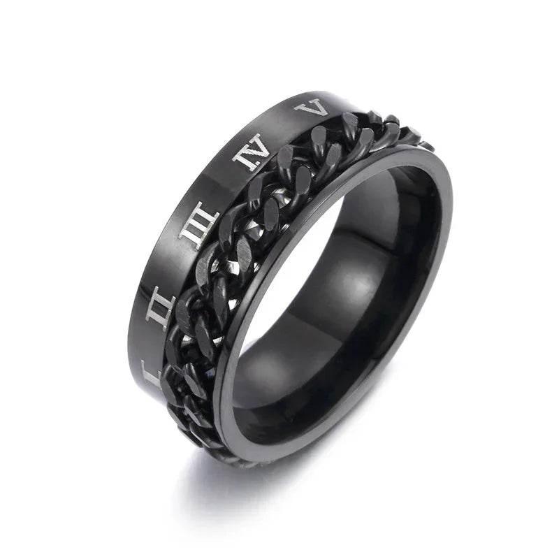 Titanium Ring – Roman Chain Spinner Ring for Men - ZA-Zola