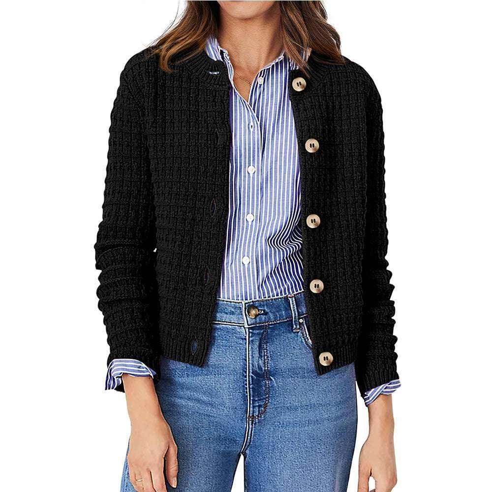 Women's Solid Color Knit Cardigan Sweater - ZA-Zola