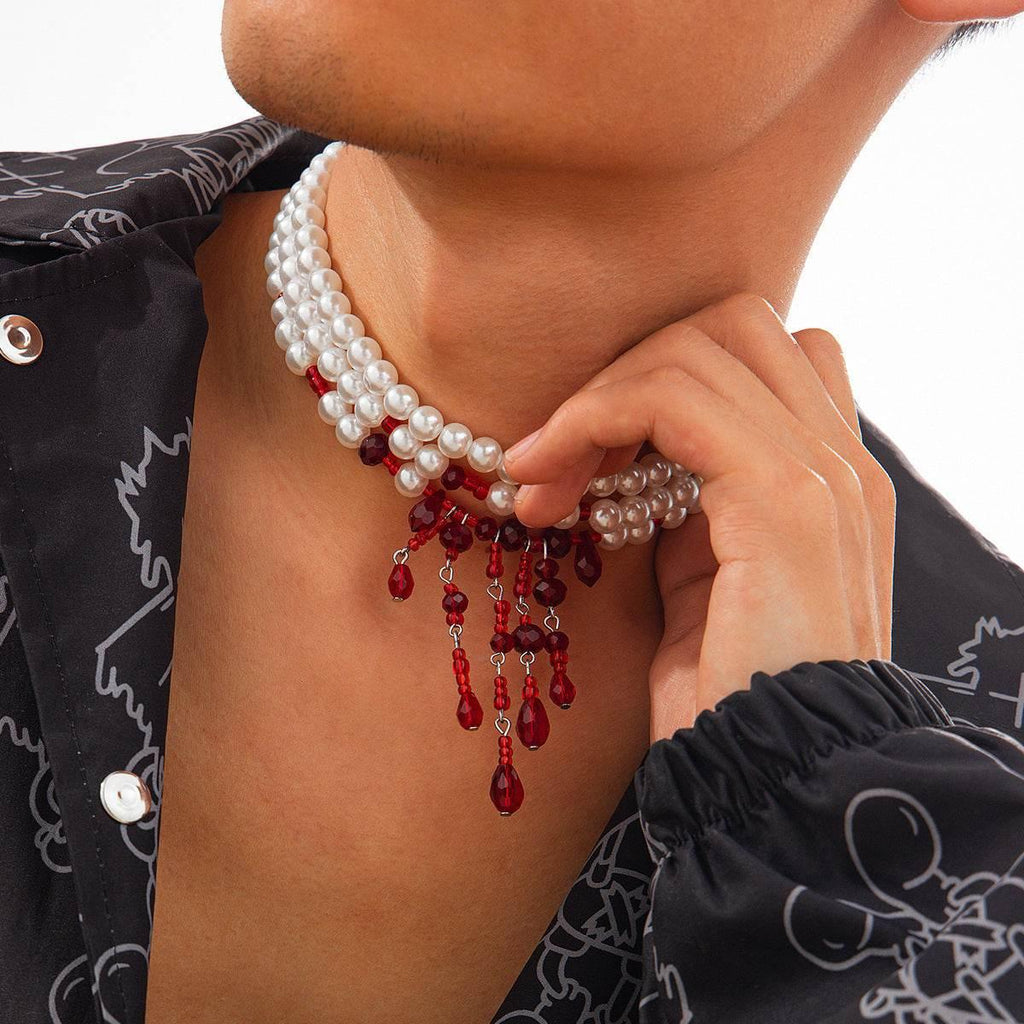 ZA-Zola Halloween Blood Drop Pearl Necklace - ZA-Zola