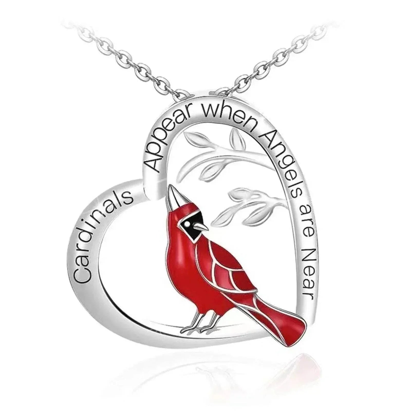 Heart Shaped Cardinal Pendant Necklace Gift - ZA-Zola