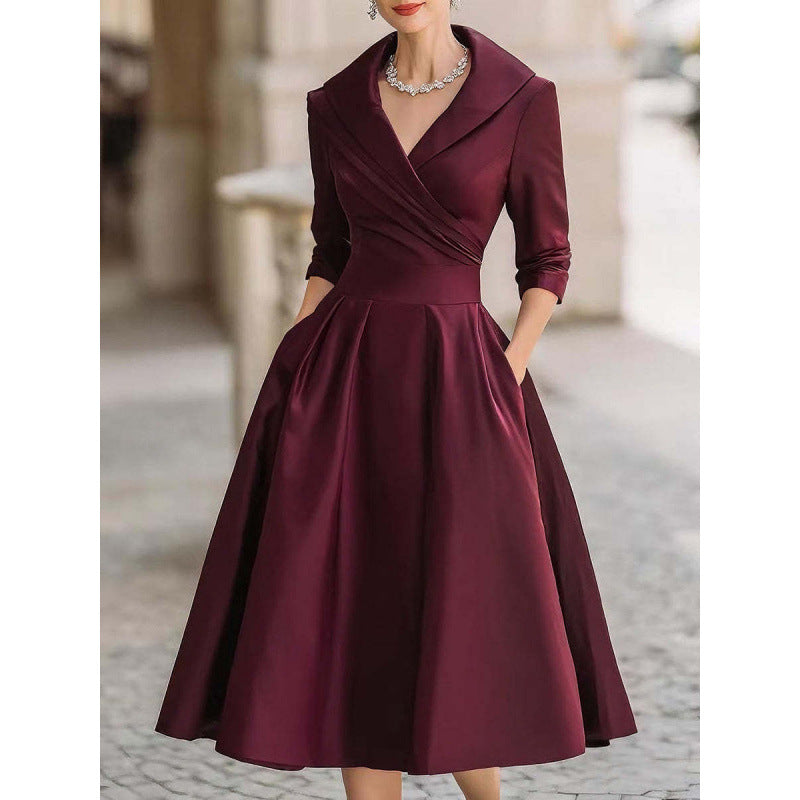 Elegant High Waist Long Sleeve Formal Maxi Dress for Women