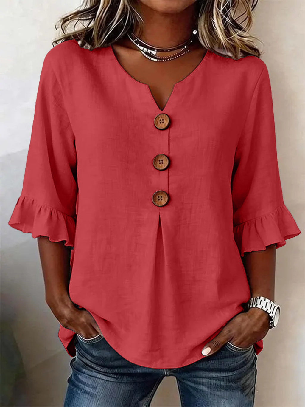 Ruffled V-Neck Summer Top | Women’s Casual Wear