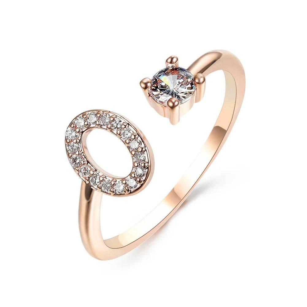 Adjustable A–Z Initial Ring for Women with Zircon - ZA-Zola