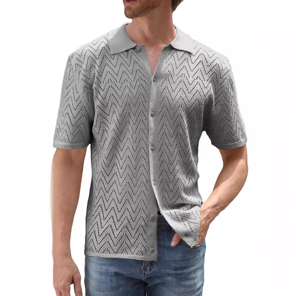 Men’s Summer Hollowed Leisure Short Sleeve Shirt