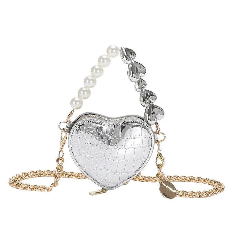 Mini Heart-Shaped Pearl Handbag | Cute Candy Color Bag - ZA-Zola