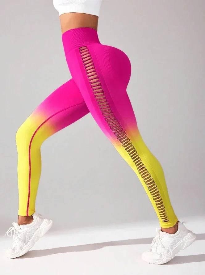 Women’s High-Waisted Gradient Yoga Pants – Booty Lifting Leggings - ZA-Zola