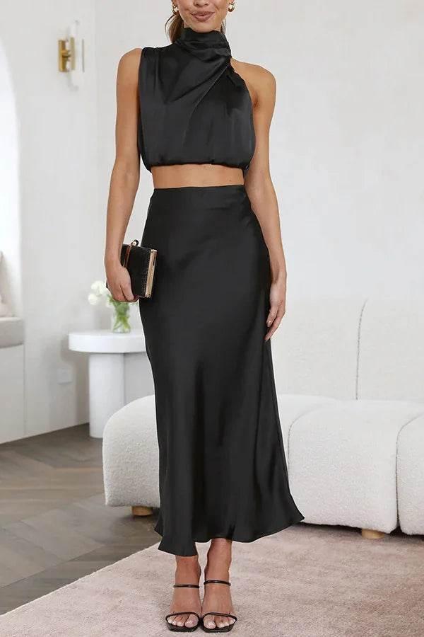 Satin Slim Fit Two-Piece Set – Casual & Chic Style - ZA-Zola