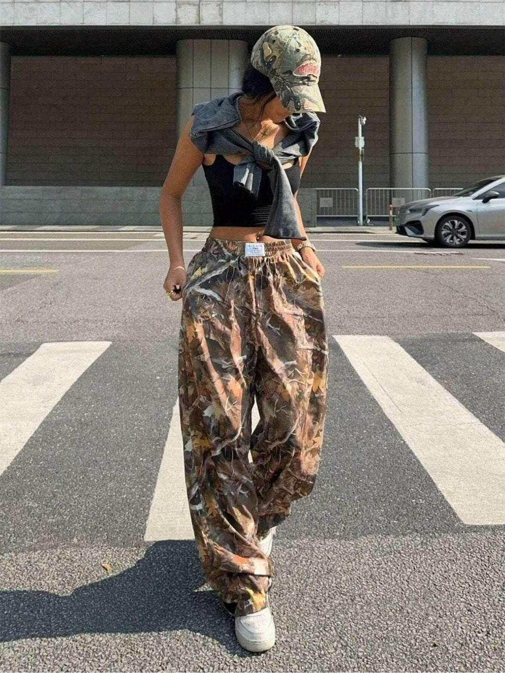 Women’s Y2K Camo Cargo Pants with Pockets - ZA-Zola