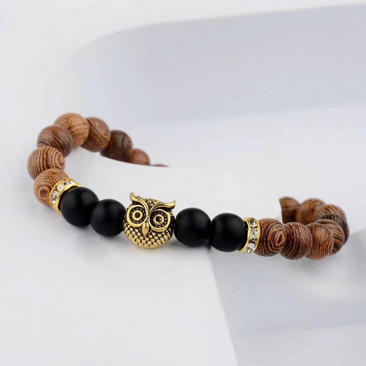 Owl Frosted Stone Wood Grain Bracelet – Unisex - ZA-Zola